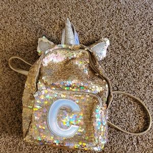 Justice sparkly unicorn mini backpack
